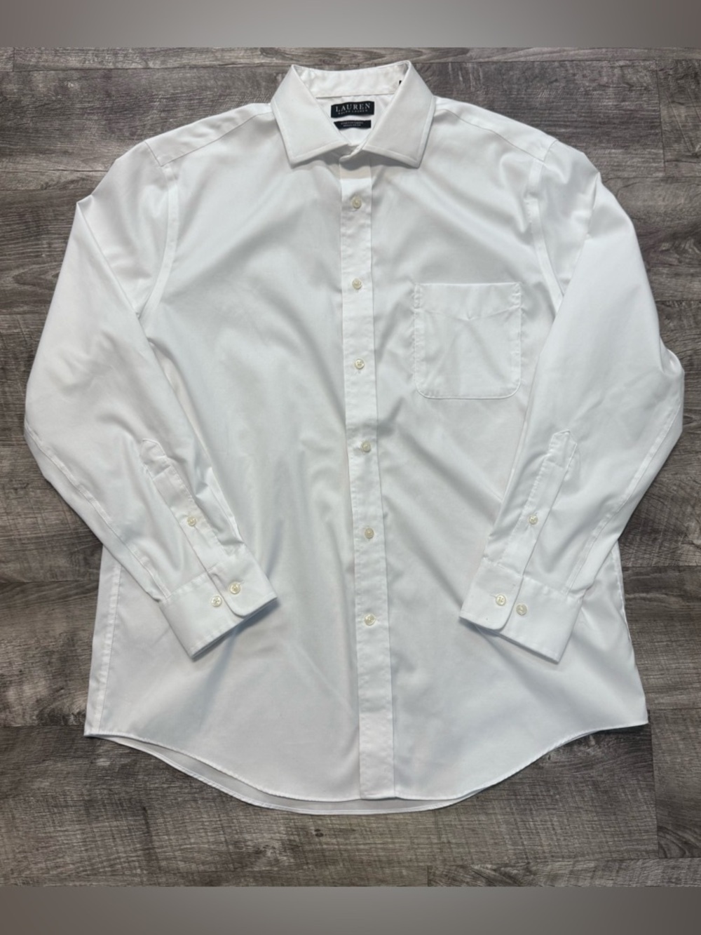 Lauren Ralph Lauren Black Label Shirt White Stretch Regular Fit Mens L 16 32/33